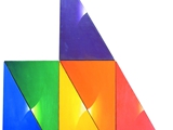 Kaprys chromatyczny pionowy Nr 5, olej na płótnie (6 trójkątów), 103x93 cm, 1980 r.