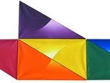Kaprys chromatyczny poziomy Nr 6, olej na płótnie, (6 trójkątów), 62x156 cm, 1980 r.