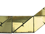 Kaprys monochromatyczny poziomy złoty „Gruziński” Nr 18, akryl/złota folia, 24x45 cm, 1985 r.
